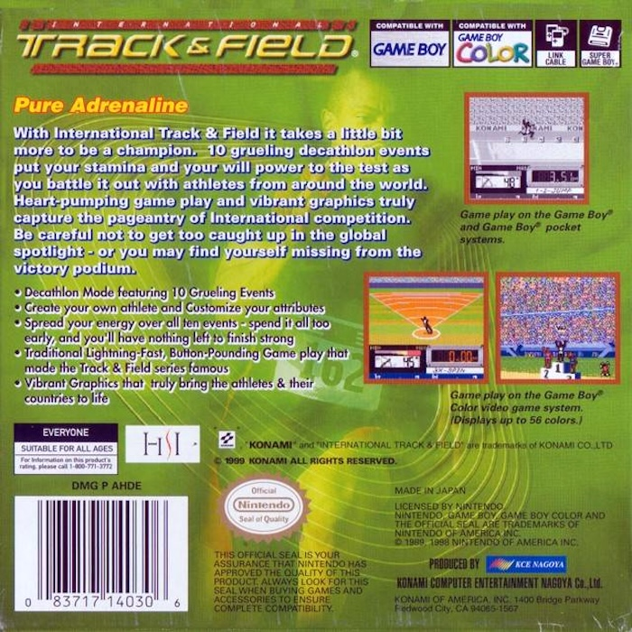 International Track & Field — Box back