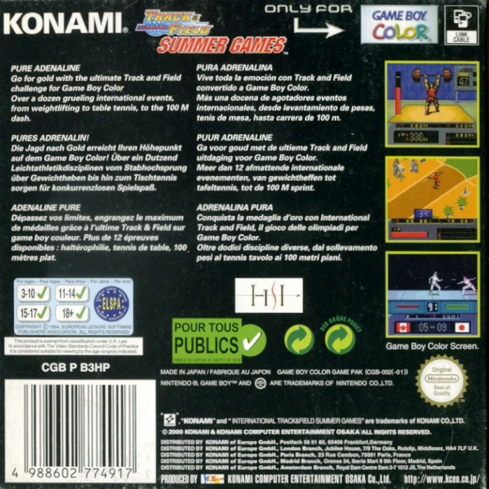 International Track & Field : Summer Games — Box back
