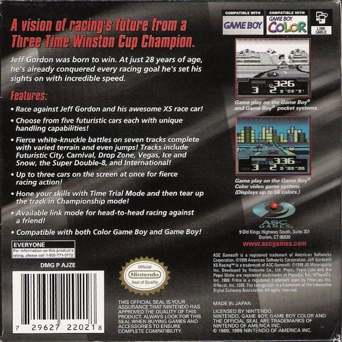 Jeff Gordon XS Racing — Box back