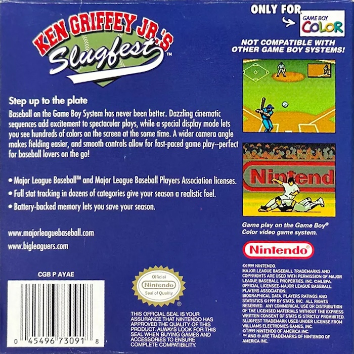 Ken Griffey Jr.'s Slugfest — Box back
