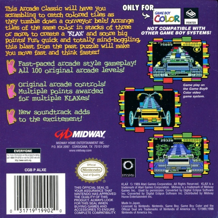 Klax — Box back