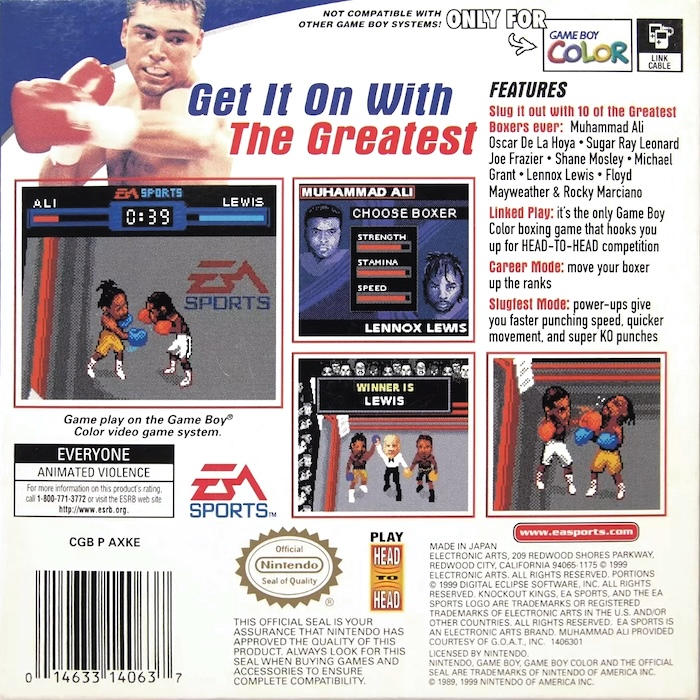 Knockout Kings — Box back