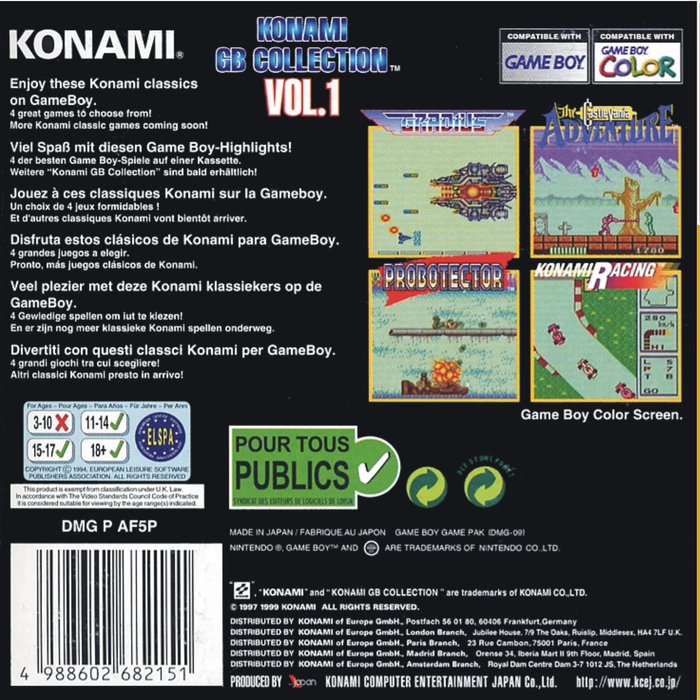 Konami GB Collection Vol.1 — Box back