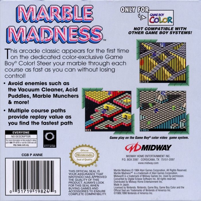 Marble Madness — Box back