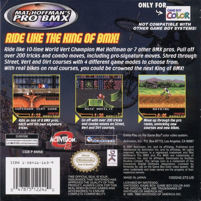 Mat Hoffman's Pro BMX — Box back