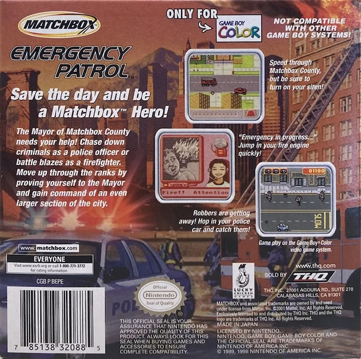 Matchbox: Emergency Patrol — Box back