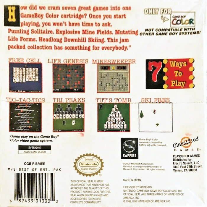 Microsoft : The Best of Entertainment Pack — Box back