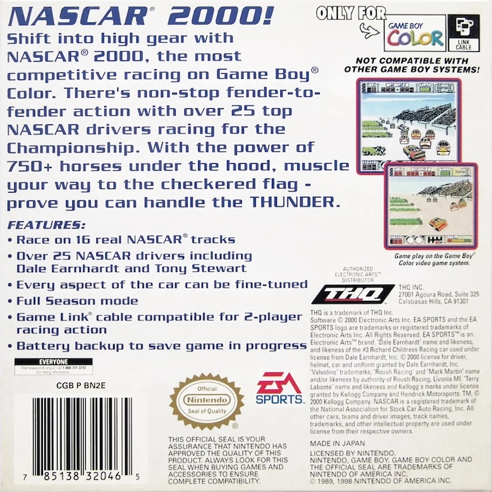 NASCAR 2000 — Box back