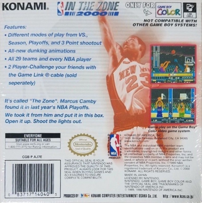 NBA In the Zone 2000 — Box back