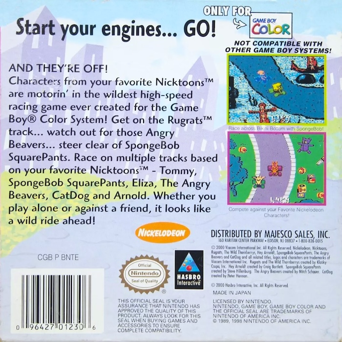 Nicktoons Racing — Box back