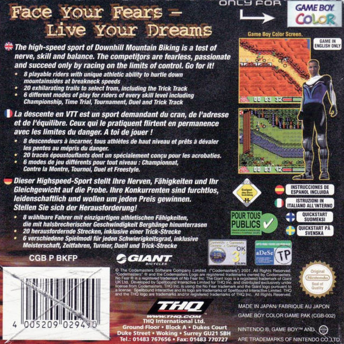 No Fear : Downhill Mountain Biking — Box back