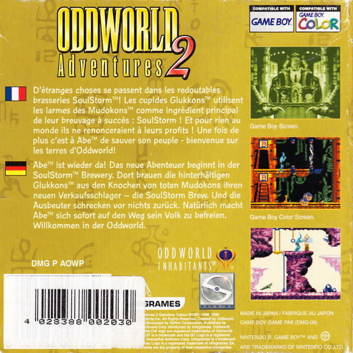 Oddworld Adventures II — Box back