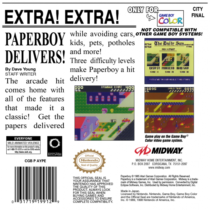 Paperboy — Box back