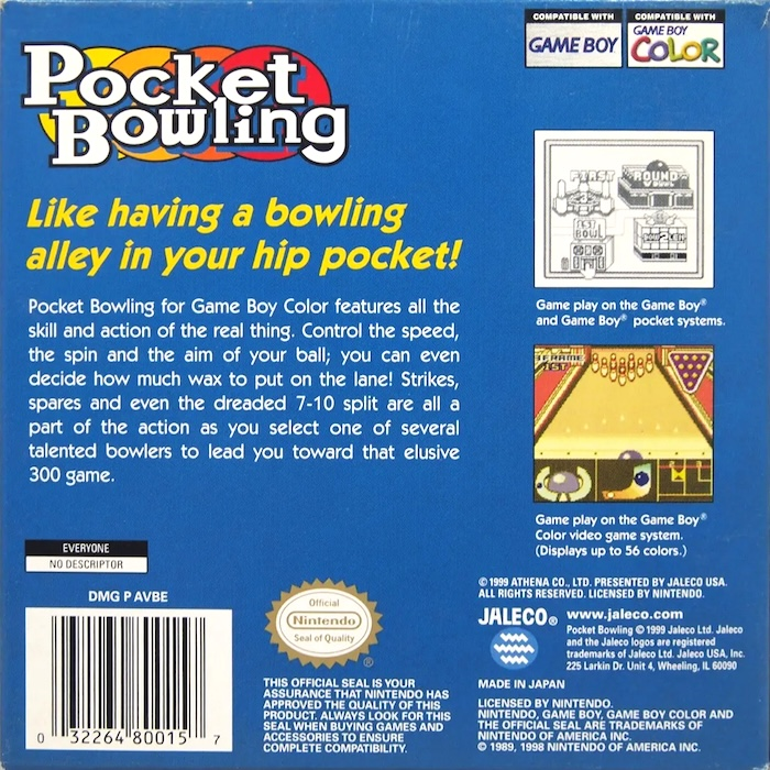 Pocket Bowling — Box back