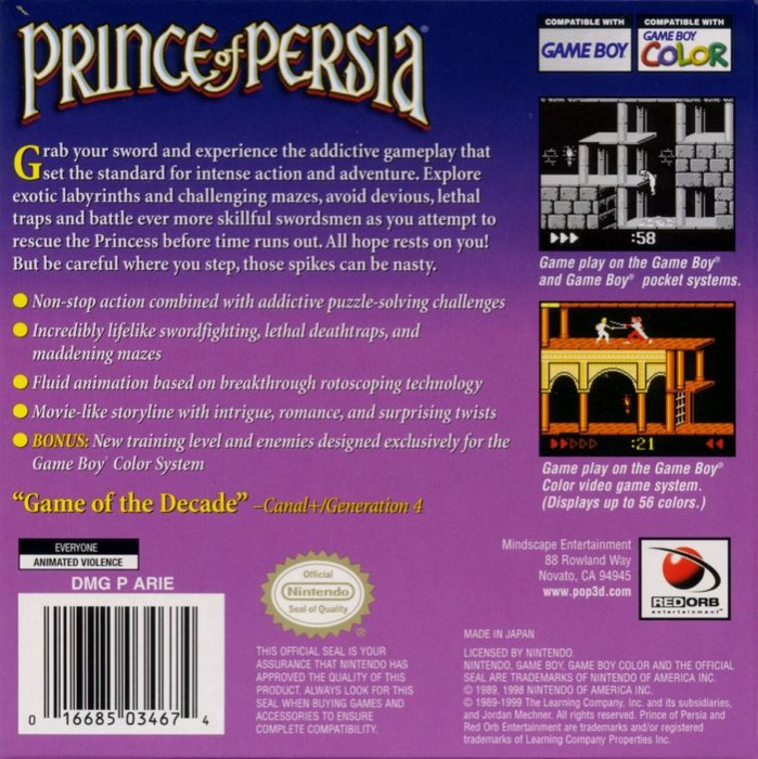 Prince of Persia — Box back