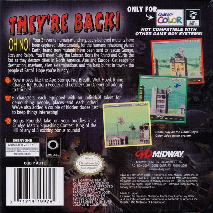 Rampage 2: Universal Tour — Box back