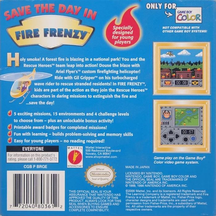 Rescue Heroes : Fire Frenzy — Box back