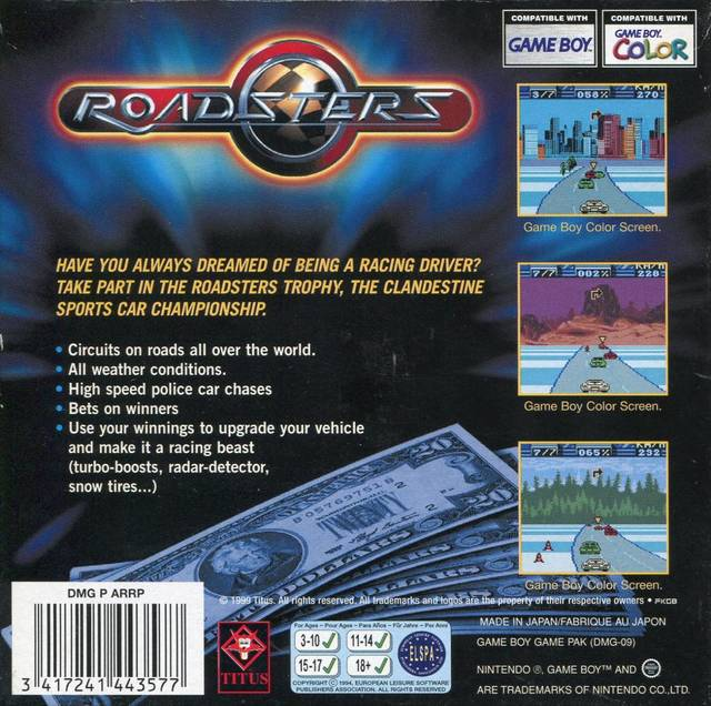 Roadsters — Box back
