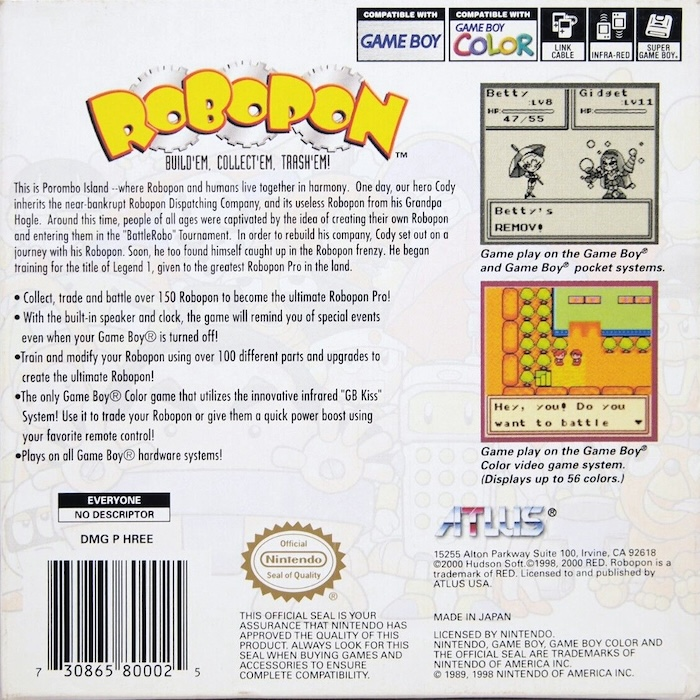 Robopon : Sun Version — Box back
