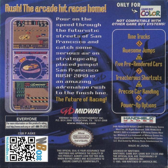 San Francisco Rush 2049 — Box back