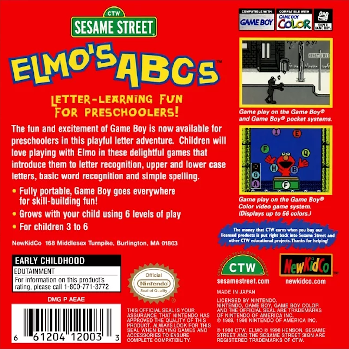 Sesame Street : Elmo's ABCs — Box back