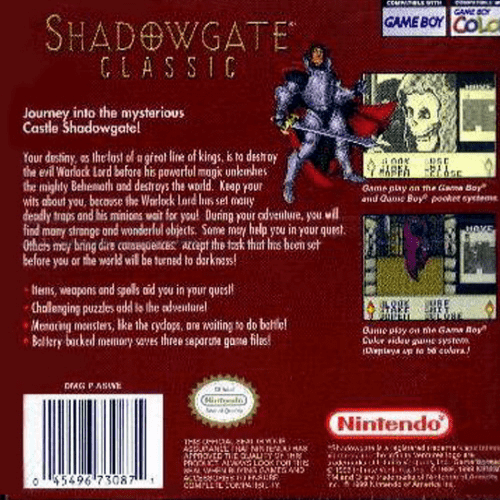 Shadowgate Return — Box back