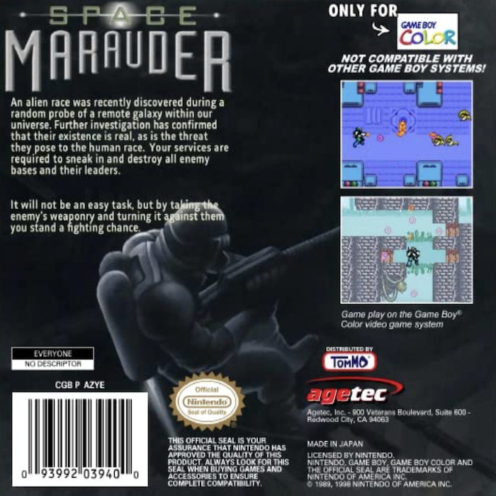Space Marauder — Box back