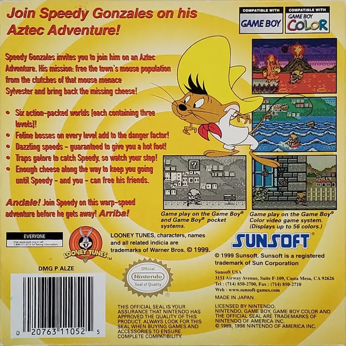 Speedy Gonzales : Aztec Adventure — Box back