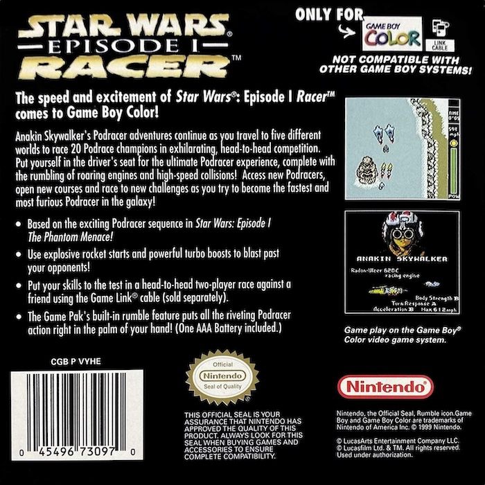 Star Wars: Episode I - Racer — Box back