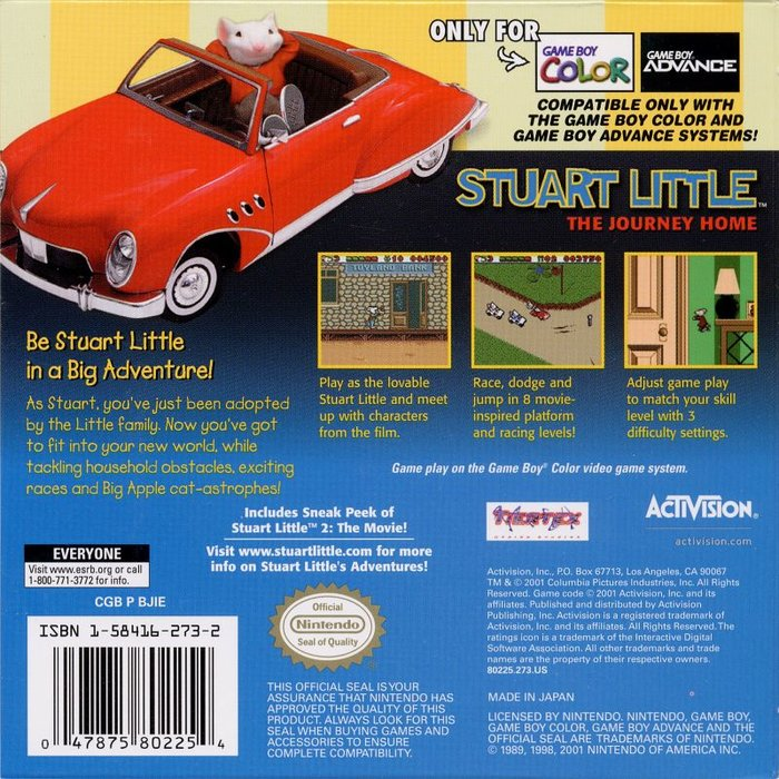 Stuart Little: The Journey Home — Box back