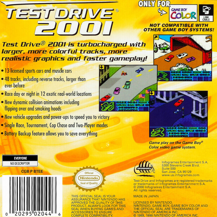 Test Drive 2001 — Box back
