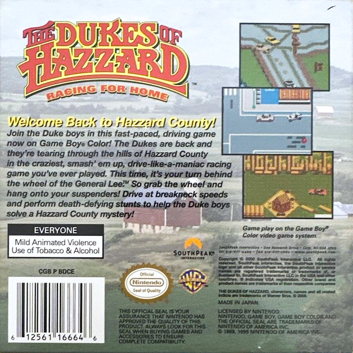 The Dukes of Hazzard: Racing for Home — Box back