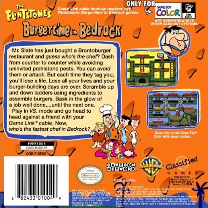 The Flintstones: Burgertime in Bedrock — Box back