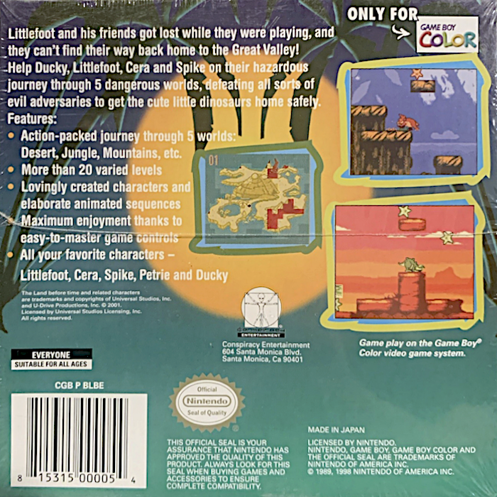 The Land Before Time — Box back