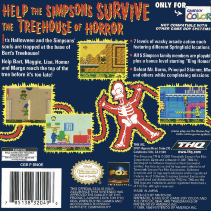 The Simpsons: Night of the Living Treehouse of Horror — Box back