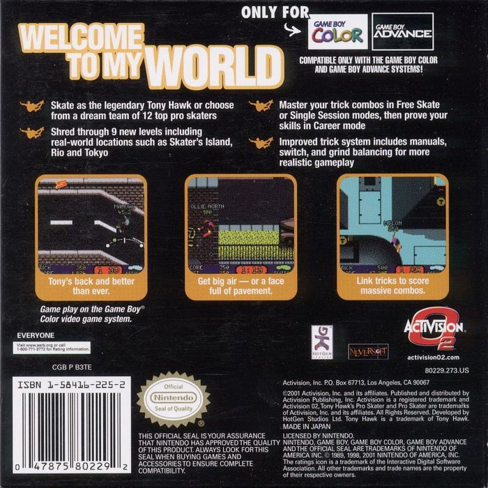 Tony Hawk's Pro Skater 3 — Box back