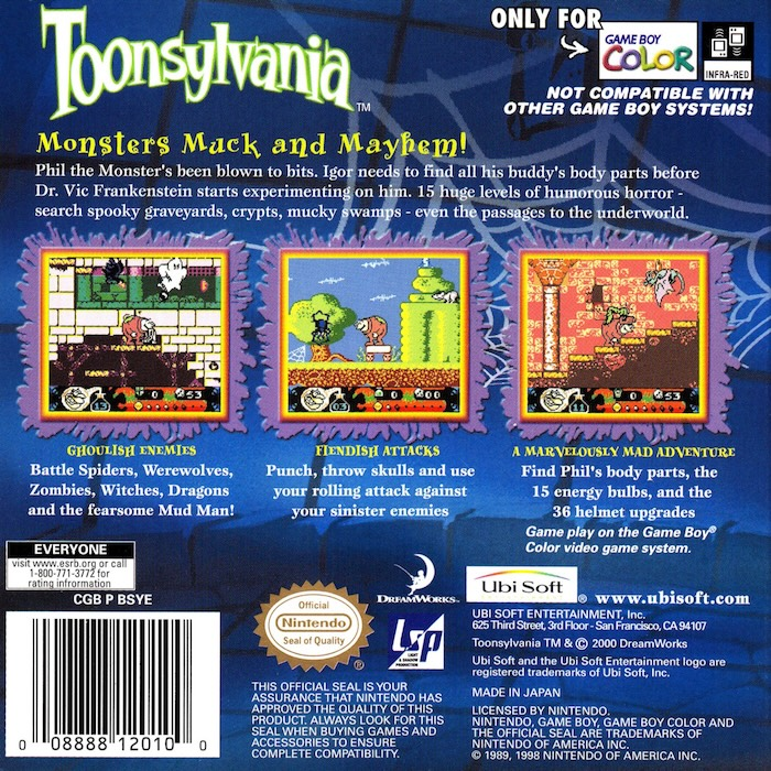 Toonsylvania — Box back