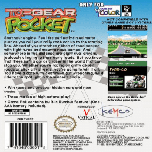 Top Gear Pocket — Box back
