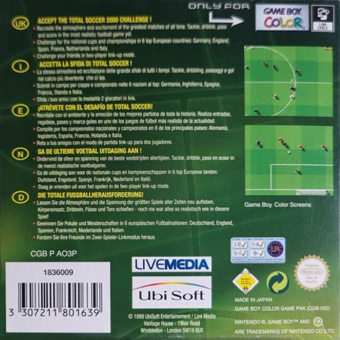 Total Soccer 2000 — Box back