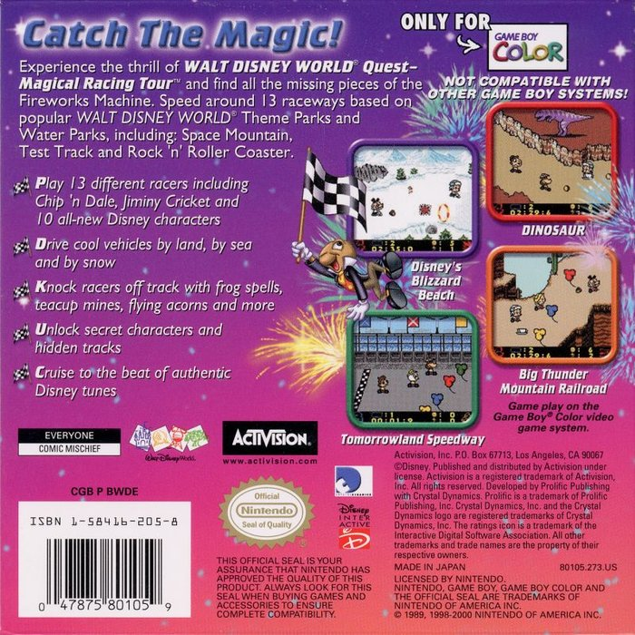 Walt Disney World Quest : Magical Racing Tour — Box back