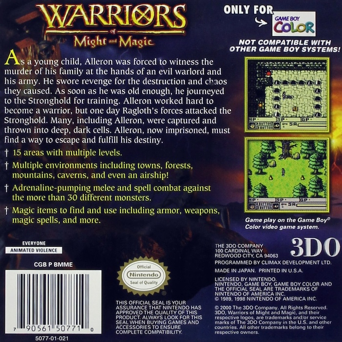 Warriors of Might and Magic — Box back