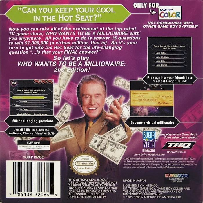 Who Wants to Be a Millionaire : 2nd Edition — Box back