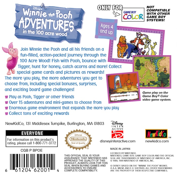 Winnie the Pooh : Adventures in the 100 Acre Wood — Box back