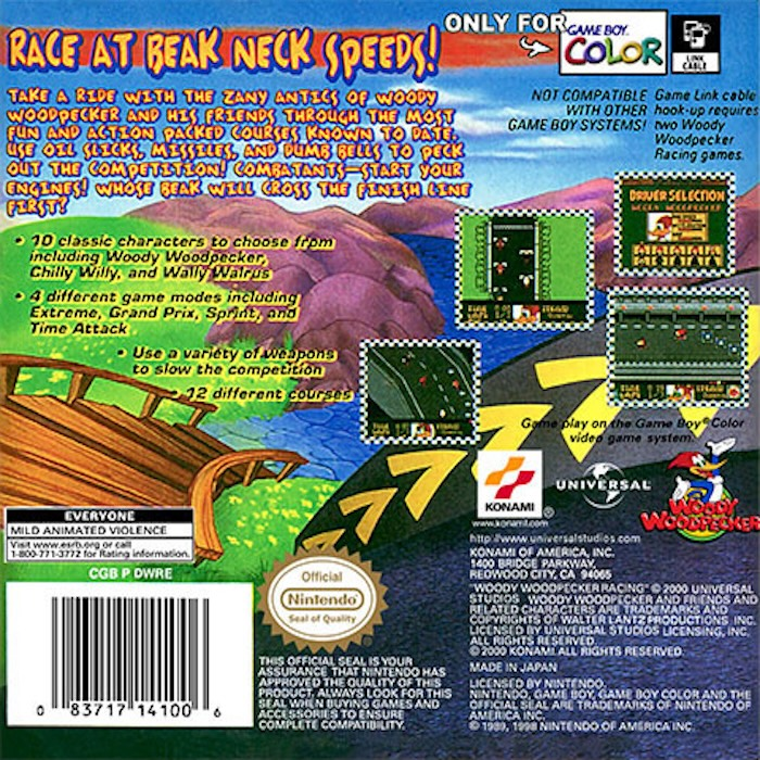 Woody Woodpecker Racing — Box back