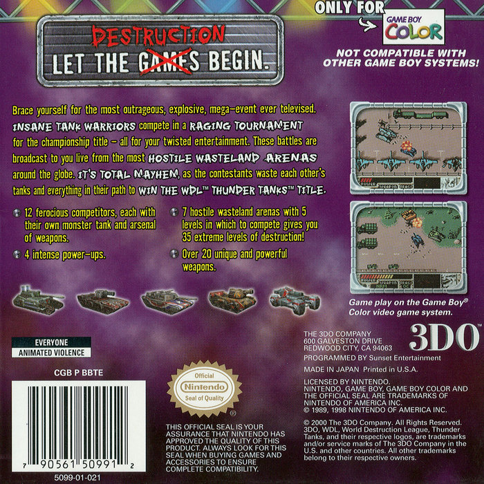 World Destruction League : Thunder Tanks — Box back