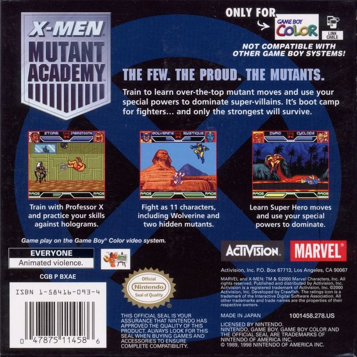X-Men : Mutant Academy — Box back