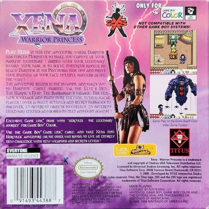 Xena : Warrior Princess — Box back