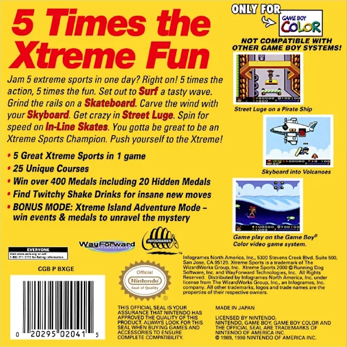 Xtreme Sports — Box back