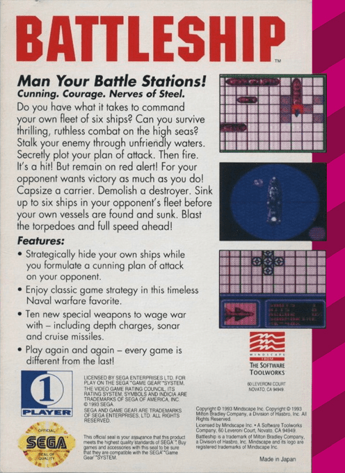Battleship : The Classic Naval Combat Game — Box back