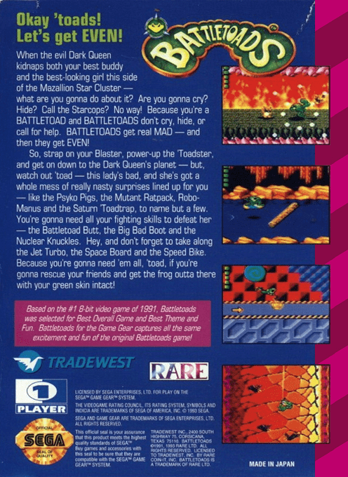 Battletoads — Box back